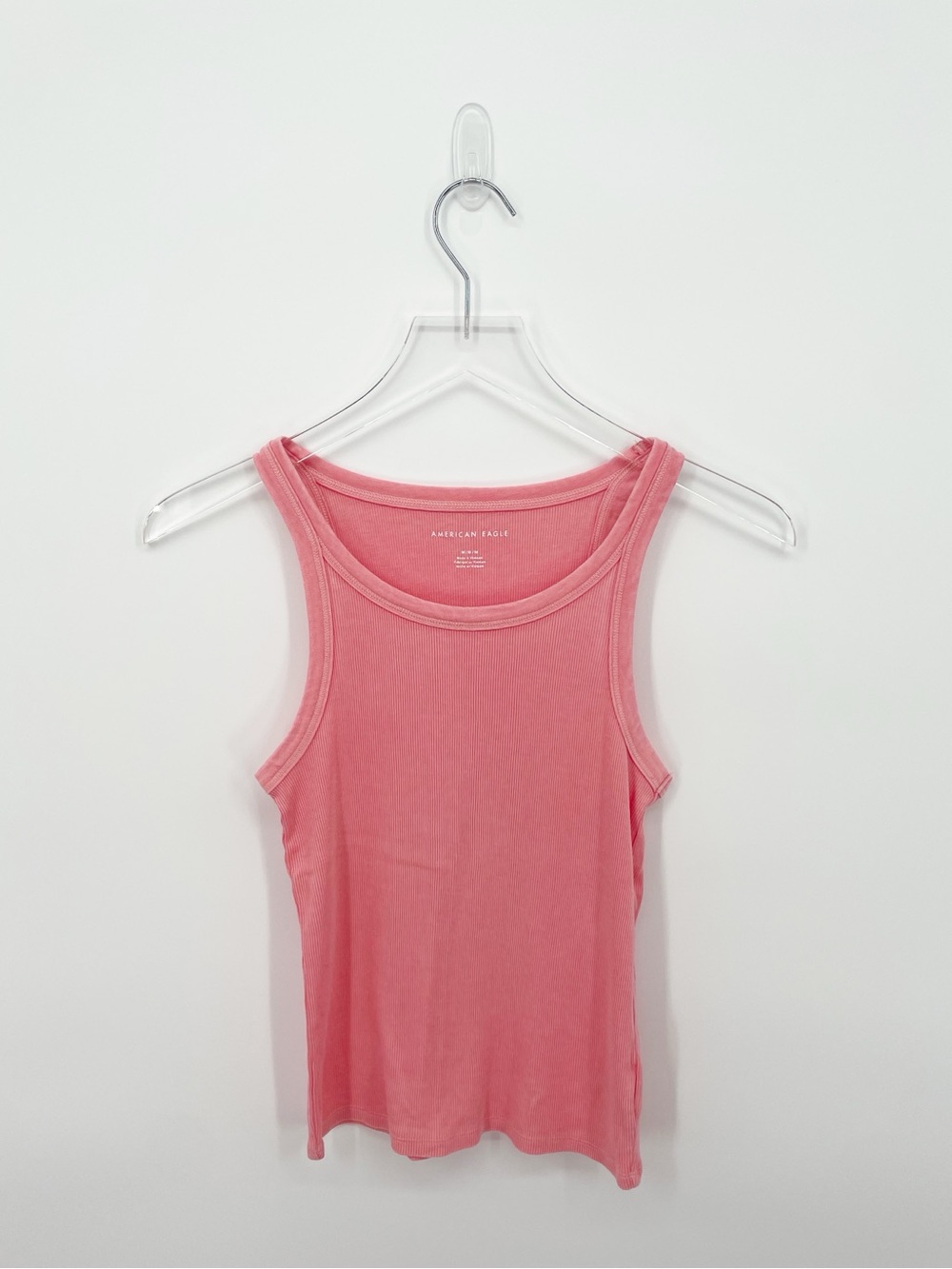 American Eagle Pink Ribbed Racerback Tank Top
